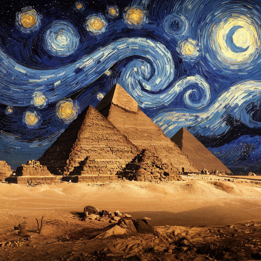 Giza Pyramids - Starry Starry Night